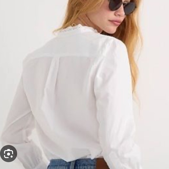 NWT! J. Crew Lace-front button-down poplin shirt - White - Picture 3 of 10